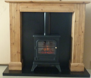 Cheminée électrique moderne avec cheminée en <span class=keywords><strong>bois</strong></span> massif, poêle autoportant design pour décoration intérieure dans le salon - Product Image 5