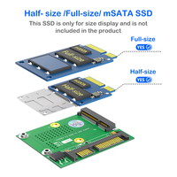 Adaptateur MSATA vers SATA III 2,5 pouces pour ordinateur portable, extension SSD pleine hauteur et demi-hauteur avec transmission 6 Gbit/s