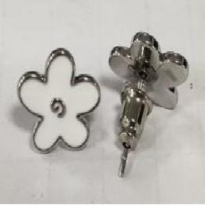 Pendientes de Moda con Piedra Ojo de Gato, Baño de Oro de 18K, Esmalte Brillante y Circonitas en Forma de Flor para Mujer - Product Image 2