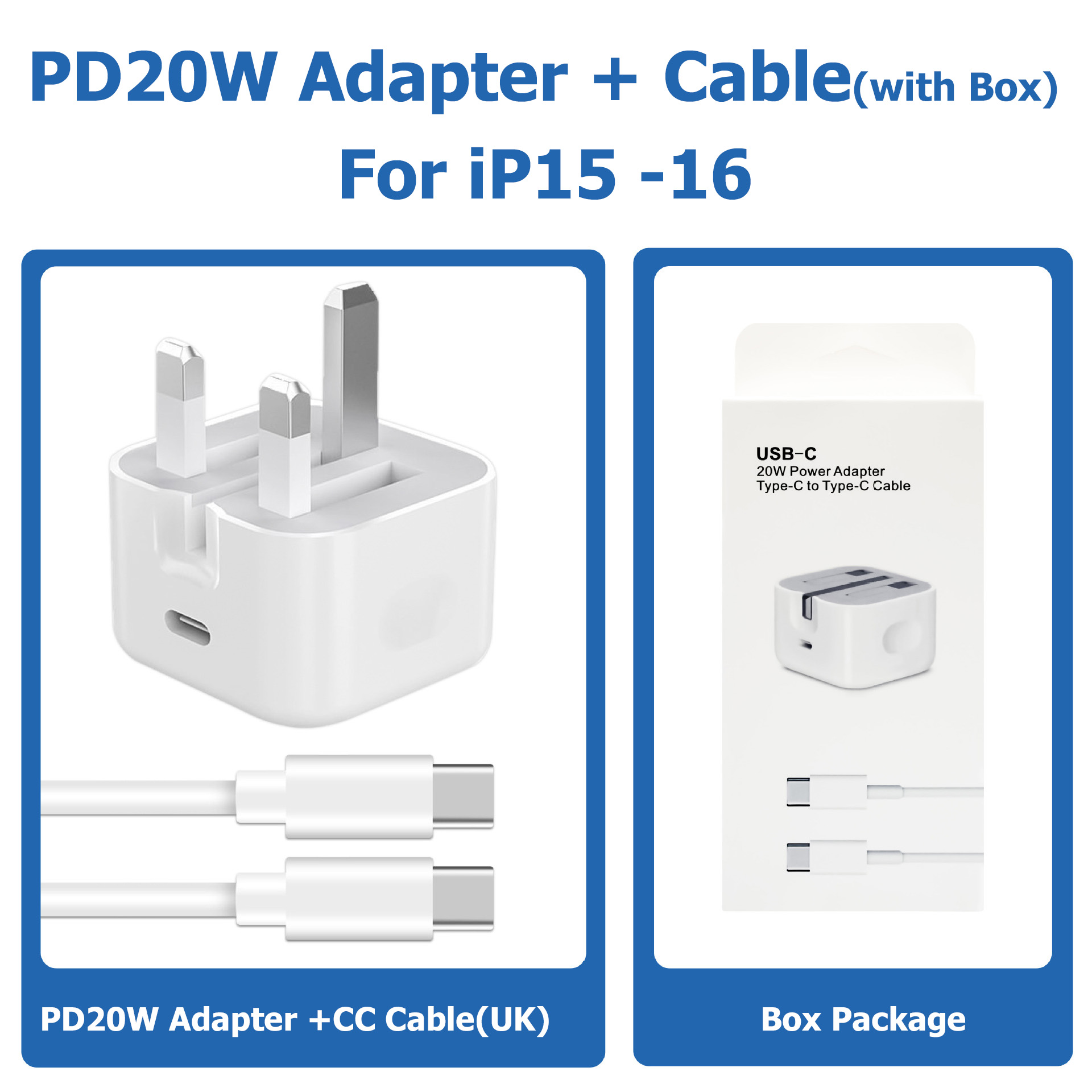 Cargador PD blanco + Cable C a C