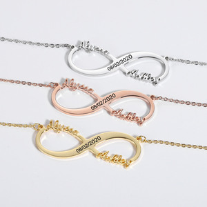 <span class=keywords><strong>Collier</strong></span> en acier inoxydable avec symbole de l'<span class=keywords><strong>infini</strong></span>, personnalisable avec gravure de nom et date, bijoux pour couples, cadeau pour anniversaire ou festival - Product Image 2