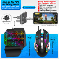 Keyboard dan Mouse Mini Gaming 4 in 1 Satu Tangan untuk Mobile Game dengan Logo Kustom