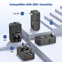 Adaptateur de voyage fin Wontravel avec logo personnalisé, 25W, 3 prises AC, 7 ports, fonctionne dans plus de 200 pays, idéal pour un cadeau