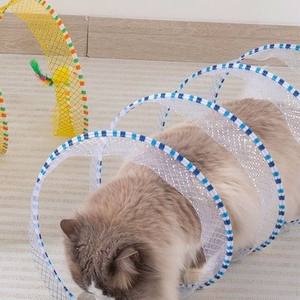 Nuovo tunnel per gatti pieghevole giocattolo per gatti giocattolo per gatto con asta lunga resistente al morso di peluche con piume di topo - Product Image 6