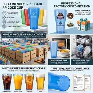 Vaso Apilable de 20 oz/600 ml, Reutilizable para Bebidas, Refrescos, Fiestas, Tazas de Plástico, Aptas para Lavavajillas - Product Image 3