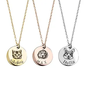 Personalized Putaran Liontin untuk Wanita Buatan Tangan Pet Potret Kalung Memorial Perhiasan Kustom Kucing Anjing Hadiah Yang Unik untuk Wanita