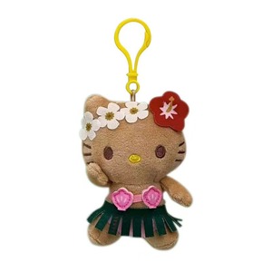 Bonito Cartoon Kitty Hawaii Praia Natação Anel Surfing Brown Skin Cat Keychain Bag Pingente Plush Toy Hawaii Plush Toy - Product Image 2