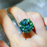 Fabrik-Großhandel 925 Sterling Silber Schmuck Mode Rundschliff 20-Karat Grüner Moissanit-Ring für Damen