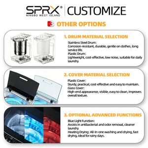 <span class=keywords><strong>Lave</strong></span>-<span class=keywords><strong>linge</strong></span> semi-automatique professionnel 10 kg en acier inoxydable à double cuve - Product Image 3