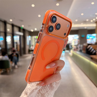 Coque de téléphone antichoc en métal avec bouton magnétique sans fil à bas prix pour iPhone 14 17 18 Pro Max 15 16 Plus, couleur bonbon