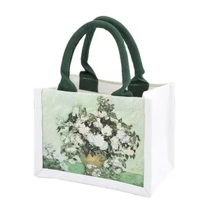 Мини-портативная квадратная сумка-тоут с цветочным принтом