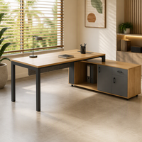 Ensemble de bureau commercial et armoire de rangement avec 3 tiroirs coulissants, tiroir verrouillable, pieds fixes, poste de travail moderne