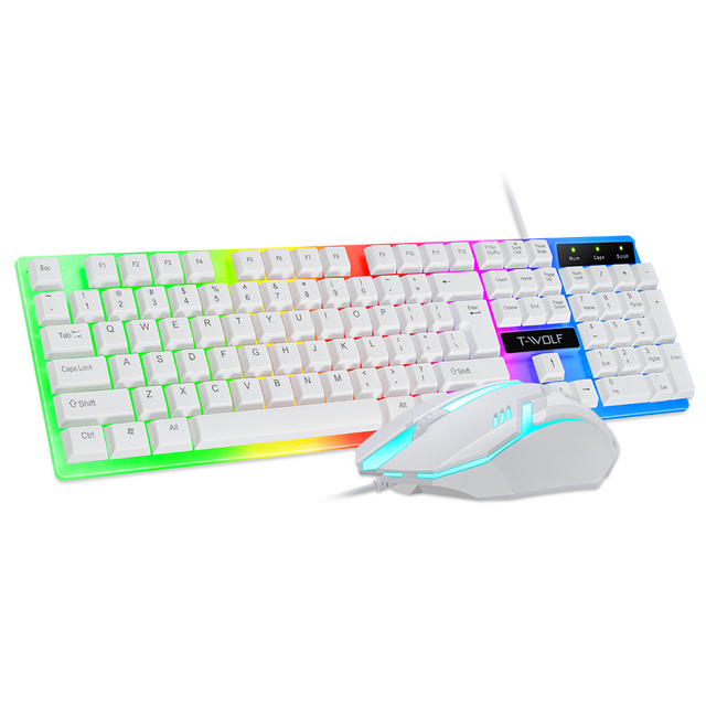 104 Keys Wired RGB Light USB Keyboard and Mouse Combo for PC 2 in 1