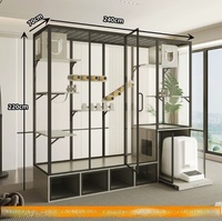Meubles professionnels pour animaleries : Vitrine en verre trempé et bois massif pour chat, grande cage intérieure pour chat avec grand espace