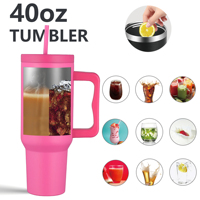 Nueva Taza de Acero Inoxidable 304 con Diseño de Dibujos Animados, 40 oz, Aislada al Vacío, Portátil, con Asa, Gran Capacidad, Duradera, para Exteriores
