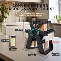 Étagère à épices rotative multifonctionnelle avec 18 bocaux en verre, organiseur de bouteilles tournant, support de rangement pour assaisonnements