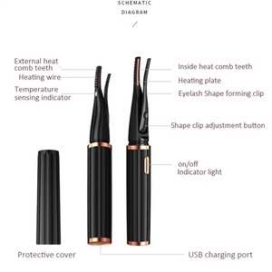 Kit de Maquillaje Más Vendido, Mini Rizador de Pestañas Eléctrico 3D Portátil y Recargable con Cepillo y Peine, Rizador de Pestañas con Calor - Product Image 3