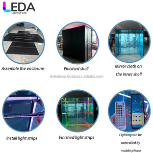 Cabina de Fotos Plateada Personalizada LEDA con Tira de Luz RGB, Panel de Espejo, Cabina de Fotos Tipo Revista Vogue para Bodas y Eventos - Product Image 6