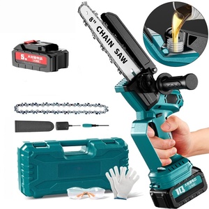 Scie à chaîne électrique au lithium rechargeable 21V 8 pouces, sans balais 550W, pour usage domestique et bricolage, scie à bois à une main, coupe jusqu'à 10cm - Product Image 1