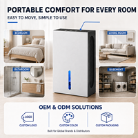 Déshumidificateur électrique domestique OEM personnalisé avec réservoir d'eau amovible de 2,4 L, petit sécheur d'air pour placard et armoire