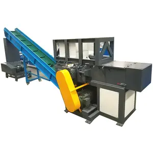 Plastic Single Shaft Shredder Belt Conveyor Crusher + Silo Pallet Shredder