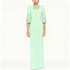 <span class=keywords><strong>Abito</strong></span> da Festa <span class=keywords><strong>Vintage</strong></span> Antistatico Verde Menta con Maniche Corte, Dettagli in Rete e Perline, Silhouette a Linea A, Vendita all'Ingrosso - Product Image 1