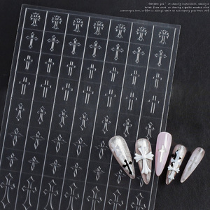 Autocollants transparents pour ongles, pochoirs à bulles, modèles français et croix évidés pour le gel, l'aérographe, le nail art et la décoration DIY - Product Image 3