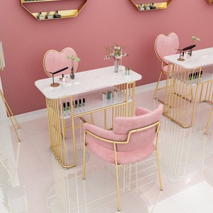 Muebles de Salón para Manicura, Mesa de Manicura Moderna y Lujosa de Metal y Hierro para Dormitorio o Sala de Estar - Product Image 1