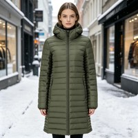 Veste longue matelassée isolante pour femme, respirante, coupe-vent, à capuche zippée, idéale pour le printemps et l'hiver