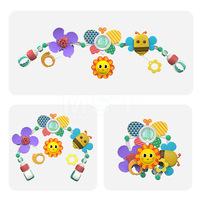 MST abeille berceau cloche clip activité sensorielle transporteur jouet réglable bébé voyage jouer arc miroir musique jouet bébé poussette arc jouet