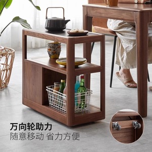 Solid Wood Side <b>Table</b> Black Walnut Wood Slab Storage Living Room <b>Sofa</b> Cabinet Movable Corner <b>Table</b> Scandinavian Style - Product Image 4