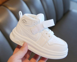 Nueva Llegada de Zapatos Casuales de Caña Alta para Niños y Niñas, Diseño Deportivo Antideslizante Blanco con Plantilla de PVC para la Temporada de Primavera - Product Image 6