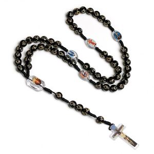 Rosario de Plástico con Cruz Religiosa, Cuentas de 8mm, Rosarios Católicos, Joyería Dorada, Collares, Regalo de Comunión - Product Image 4