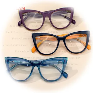 2024中国定制品牌光学女性醋酸纤维黑色黄色蓝色紫色线眼框眼镜框