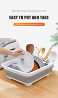 Égouttoir à vaisselle pliable et durable, bol de drainage en plastique avec porte-ustensiles, idéal pour un séchage de cuisine peu encombrant