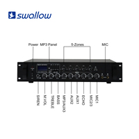 Amplificateur de sonorisation 5 zones avec priorité micro, enregistrement USB pour sirène, entrées multiples, 100V, commercial, métal