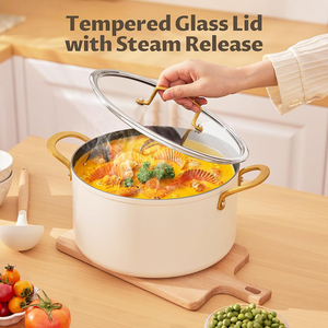 Cocotte hollandaise de haute qualité 6 Qt avec couvercle en verre, revêtement céramique antiadhésif, poignées en acier inoxydable, compatible lave-vaisselle, pour cuisinière à gaz - Product Image 2