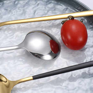 Cuillère ronde en titane multicolore 304, manche long, pour Bibimbap coréen, ensemble de fourchettes en coffret cadeau - Product Image 4