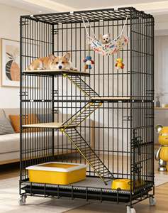 Cage pour chat, maison, intérieur, pliable, grande taille, double couche, triple couche, quadruple couche, matériau en fil, toutes saisons - Product Image 4