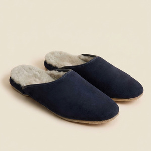 Mules d'intérieur <span class=keywords><strong>de</strong></span> luxe pour hommes en cuir suédé <span class=keywords><strong>de</strong></span> vache, doublées <span class=keywords><strong>de</strong></span> fourrure <span class=keywords><strong>de</strong></span> <span class=keywords><strong>mouton</strong></span>, chaudes, pour l'hiver - Product Image 2