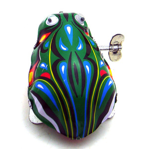 Figurine de grenouille sauteuse mécanique rétro en fer blanc, personnalisée en usine, jouet de collection, ornement décoratif vintage - Product Image 2