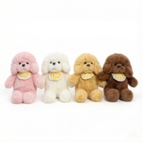Peluche chiot mignon avec bavoir jaune à carreaux, jouet en peluche doux de dessin animé, design unique, cadeau pour enfants pour chambre à coucher