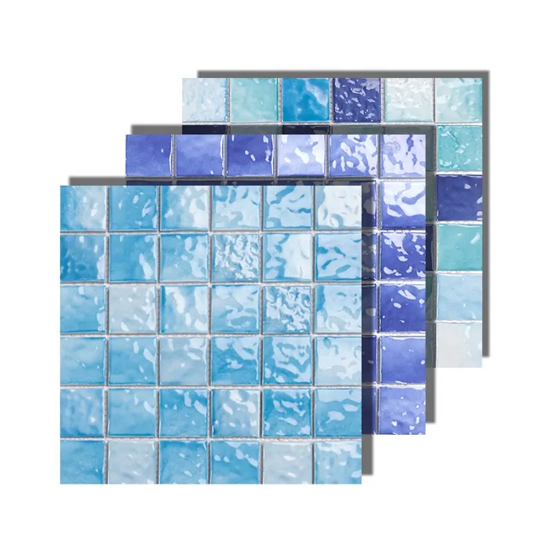 Mattonelle di mosaico di Crackle di ghiaccio in porcellana all'ingrosso mosaico di ceramica piastrelle per piscina 300x300 smaltato blu parete esterna quadrata 5 anni