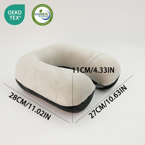 Gots Premium Grey U-Vormige Reis Nek Kussen Custom Logo Geborduurd Comfortabele Cervicale Massage Rust Kussen Voor Gebruik Op Kantoor - Product Image 2