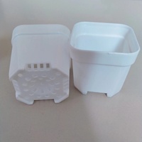Pot Bunga Plastik Persegi Desain Pastoral untuk Menanam Bibit Sukulen Bonsai Mini Kaliber Putih