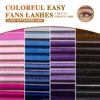 DAMMAN Color Easy Fans Lashes 0.07 D Curl Mix11-13/Mix 13-15mm 4 couleurs/plateaux Auto Fans Volume Cils Cils Professionnels