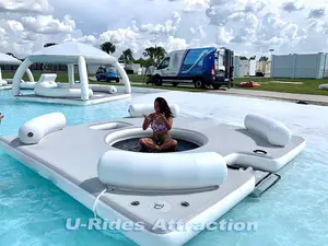 Muelle flotante inflable para fiesta de agua caliente, plataforma de aire, sofá, barco, plataforma flotante inflable para ocio, muelle flotante con diez