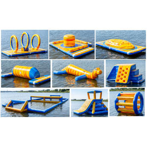 Parc aquatique flottant en eau libre avec plateforme d'équilibre, rouleau pneumatique et balançoire - Product Image 6