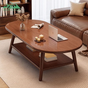 <span class=keywords><strong>Mesa</strong></span> de Centro Ovalada de Madera Maciza Wayon <span class=keywords><strong>con</strong></span> <span class=keywords><strong>Estante</strong></span> Inferior de Almacenamiento, Ideal para Guardar Libros, Computadoras Portátiles y Artículos de Decoración para el Hogar - Product Image 1