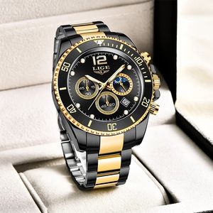 Orologi di lusso LIGE 8924 da uomo Casual in acciaio inossidabile 24 ore fase lunare da uomo guarda <span class=keywords><strong>orologio</strong></span> cronografo al quarzo impermeabile - Product Image 3